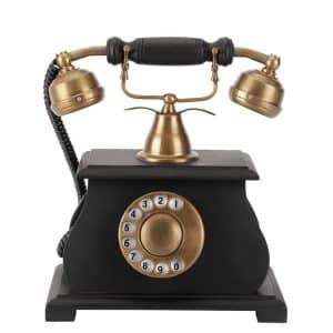 Retro Brass & Wood Rotary Phone